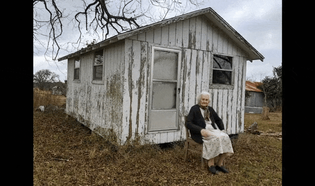 She lives in an old shed house, try not to cry when you step inside